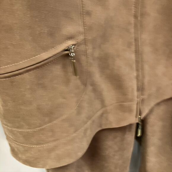 Vintage 80's Doncaster Pant Suit Set womens 14 Soft Faux Suede Classic Brown - Picture 6 of 16